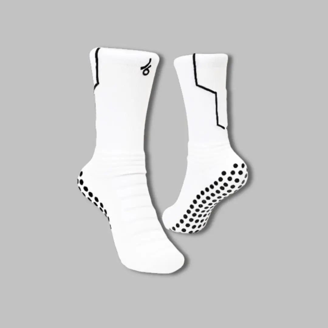 Chaussettes antidérapantes blanches Joga avec grip noir